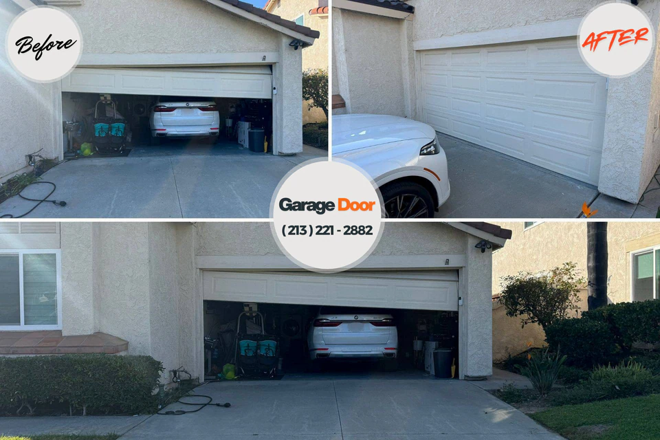 Before and after: garage door repair Wendell, ID